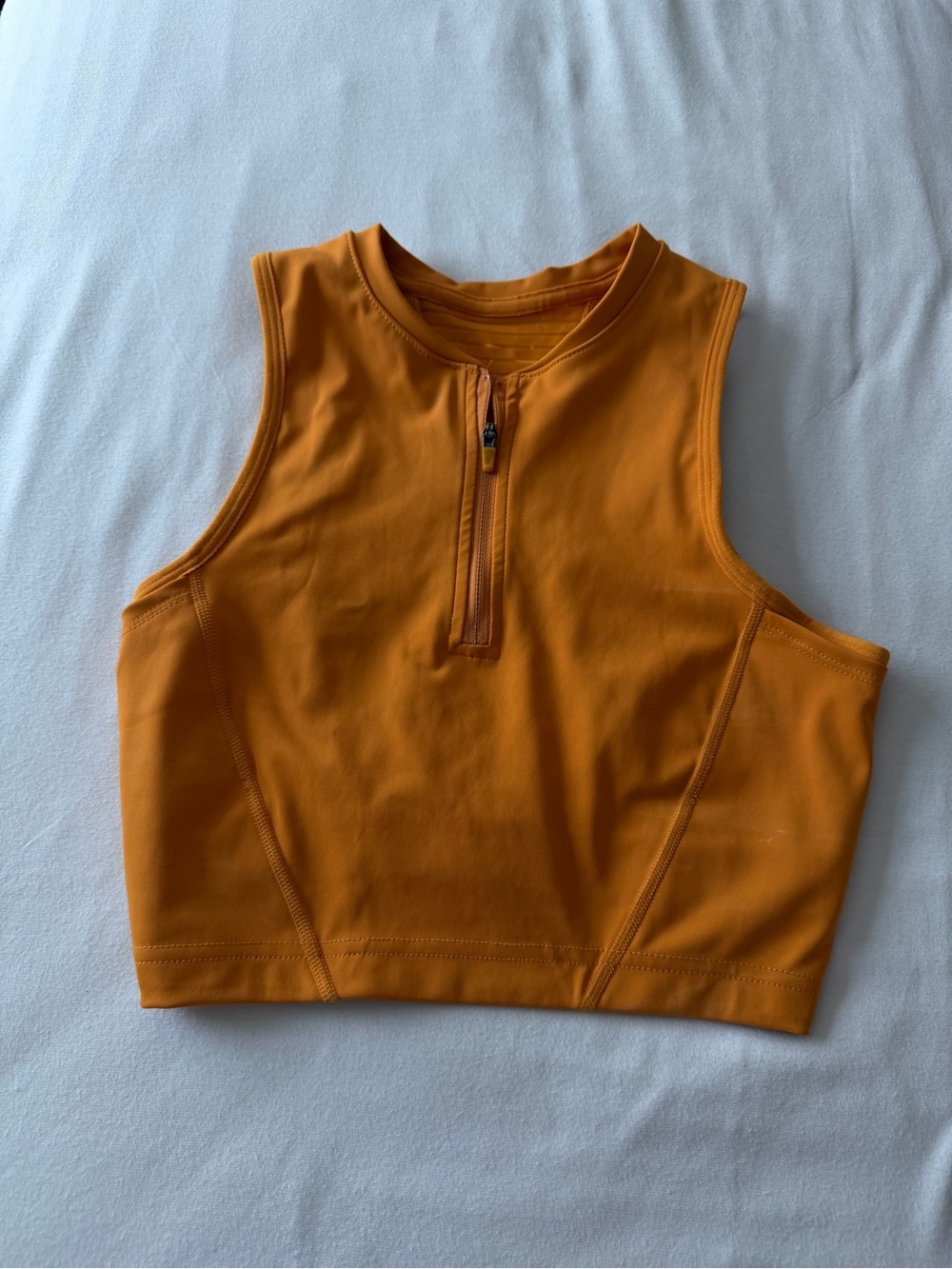Nike Pro Cropped Athletic Zip-Front Tank in Orange